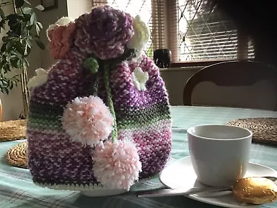 £7.99 • Buy Pretty Tea Cosy ,pinks/white.crochet Flowers Attached.for 4 Cup Tea Pot.