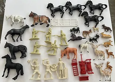 Mixed Lot Of Plastic Scale Toy Soldiers Farm Animals Deer Horses CTS More • $12.10