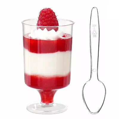 3.4 Oz Mini Dessert Cups With Spoons 40 Pack Small Trifle Cups Plastic Foote... • $34.55