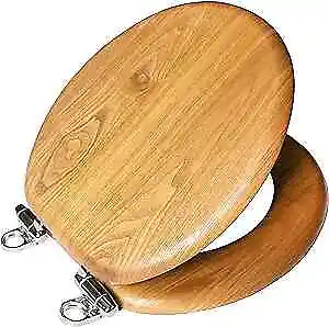 Dalton Toilet Seat Round Soft Close – Honey Oak Rustic Wooden Round Standard  • $52.23