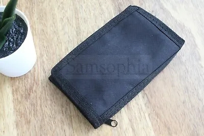 Black Canvas Tri Wallet With Chain.  4 Card 1 Note And 2 Coin Compartment • £7.49