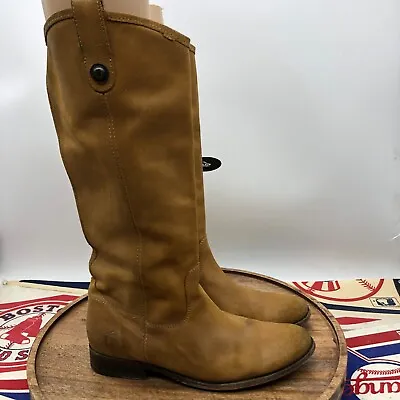 Frye Women's Melissa Button Tall Brown Tan Suede Riding Boots Size 9 B • $75