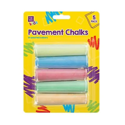 5 Assorted Coloured Giant Chalk Pack Jumbo Chalks Pavement School Kids Craft • £3.69