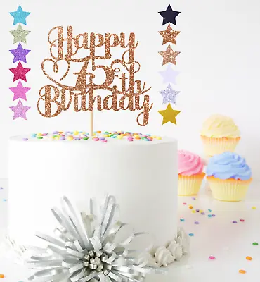 Glitter Happy Birthday Cake Topper Decoration 21st 55th 60th 65th 75th 85th 95th • £3.09