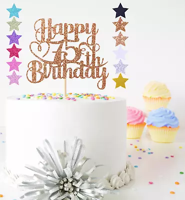 Glitter Happy Birthday Cake Topper Decoration 21st 55th 60th 65th 75th 85th 95th • £3.09