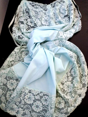 $42 • Buy Vintage  VAN RAALTE,  42,  Pale Aqua Full Slip With Lace