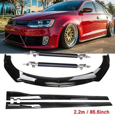 $109.99 • Buy For VW Jetta MK6 MK7 Front Bumper Lip Spoiler Splitter Body Kit & Side Skirt