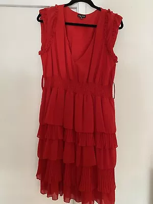 City Chic Red Ruffled Polyester Chiffon Dress Size XS /16 EC • $20