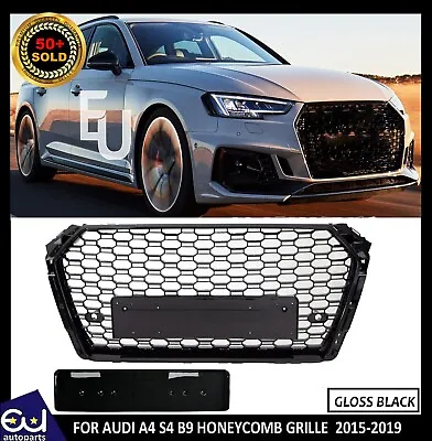 For Audi A4 S4 B9 15-2019 Rs Style Grille Gloss Black Honeycomb Radiator Bumper • £88.99