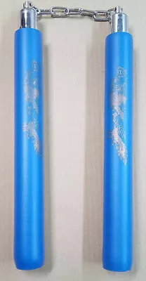 Foam Nunchakus Blue With Gold Dragon Design. Metal Chain Swivel. Plus Head Band. • $15.95