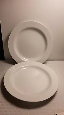 Set Of 2 Martha Stewart  11 In. Dinner Plates.  White  Stoneware 1 Small Chip • $18