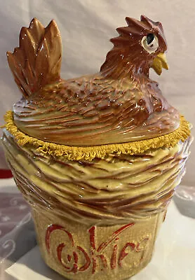 Rare  Vintage 1950's Hen Chicken W Fringe Cookie Jar. • $38.88