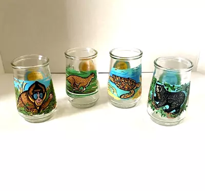 Lot 4 Vtg Welchs Jelly Jar Glasses WWF Sea Turtle Bear Mandrill Endangered • $15.16