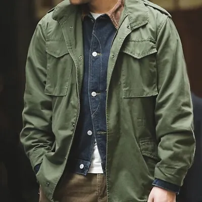 Windbreaker Men's M65 Field Jacket Vintage Retro Coat Army Green Military Casual • $84.99