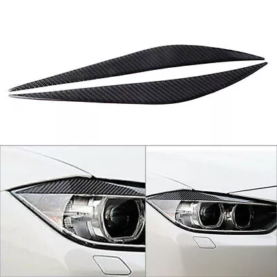 2PCS Carbon Fiber Headlight Eyebrow Eyelid Cover For BMW 3 Series 2013-2017 F30 • $20.80