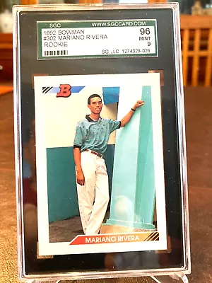 Mariano Rivera 1992 Bowman Rookie Card #302 Graded SGC 96 Mint 9 Hall Of Fame • $99.95