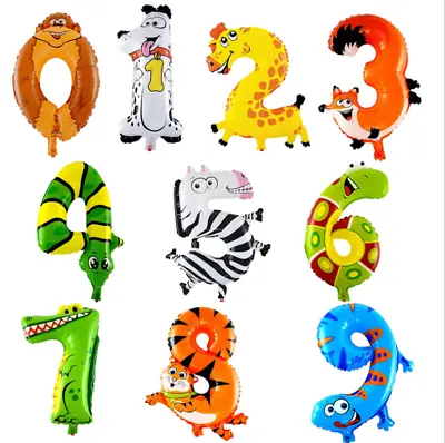 $3.20 • Buy 16 Inch Animal Foil Number Balloon Jungle Party Decoration 