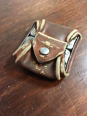 Antique Leather Coin Change Purse Hinged Snap Closure A Bit Worn On The Leather • $8.99