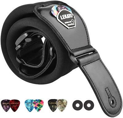 $25.99 • Buy Adjustable Acoustic Electric Guitar Bass Strap 3  Wide Pad Short/ Long Length