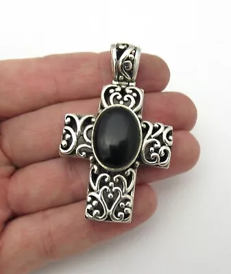REVERSIBLE 925 Sterling Silver Black Onyx Mother Of Pearl Pendant For Necklace • $62