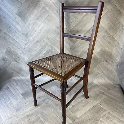 Antique Edwardian Turned Decorative Cane Occasional Bedroom Window Chair Vintage • £74.95