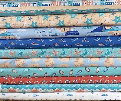 £3.50 • Buy By The Coast Fabric NEW RELEASE 100% Organic Cotton Victoria Louise Design