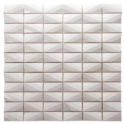 Honed Marble Tile Diamond Geometric Kitchen Bathroom Backsplash Volakes White • $400.49