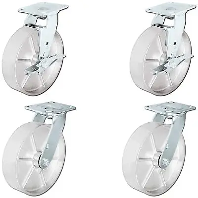 CasterHQ - 8  X 2  Steel Wheel Casters - Set Of 4 Swivel Caster - 2 With Brakes • $149.99