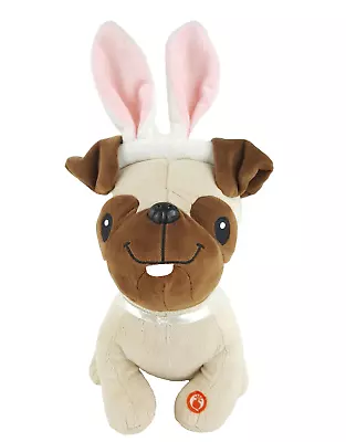 Pug Dog 9  Plush Sings Watch Me Hop Easter Bunny Ears Musical Stuffed Animal Toy • $19.95