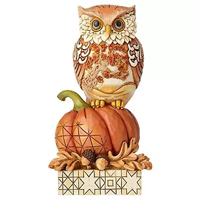 Jim Shore Heartwood Creek Harvest Owl On Pumpkin Fall Figurine 6  6001542 • $56.22