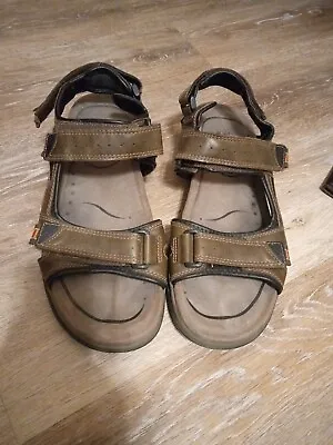 Earth Spirit Sandals Mens 10 Robert 2 Open Toe Strappy Flats Brown Leather • $17