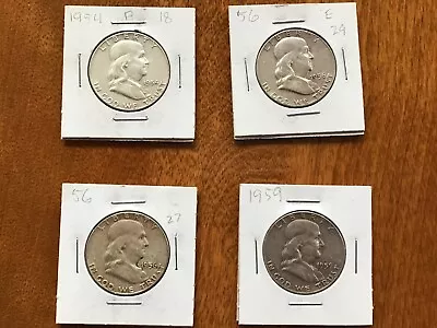 Lot Of 4 Ben Franklin Half Dollars Dates 1954 1956 1956 1959 • $50