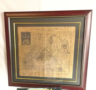 Virginia Historical Society Framed Reproduction 1612 John Smith Map +Free Ship • $350