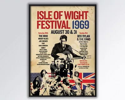 £14.99 • Buy ISLE Of WIGHT FESTIVAL 1969 Poster A3 Size.