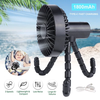 $22.89 • Buy Clip On Fan LED Handheld USB Mini Cooling Desk Stroller Pram Cot Car Portable AU