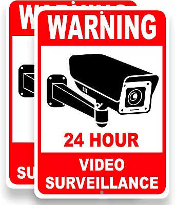 2 PC Video Surveillance Sign - 10X7 Aluminum Smile Your On Camera Signs - Securi • $14.42