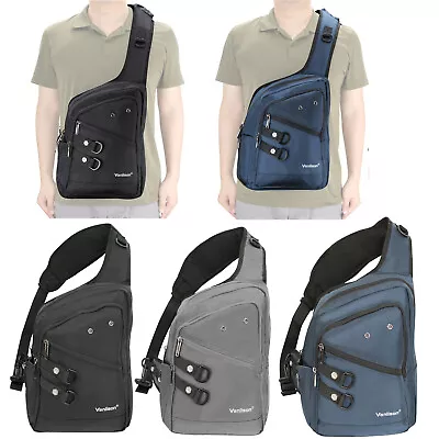 Mens Large Canvas Sling Bag Chest Bag School Backpack Shoulder Travel Bag Bolso • $23.20