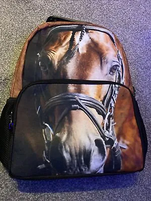 Horse School Backpack Large Capacity 3D Vivid Animal Face Print. New • £8