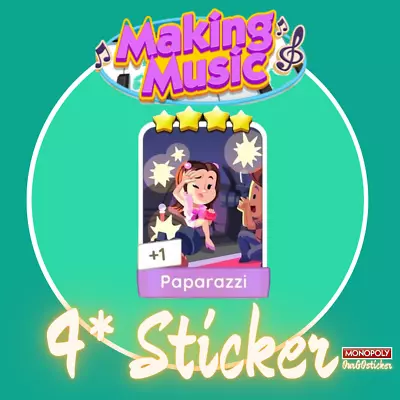 Monopoly Go 4 Star Sticker  | Card Set 12 Paparazzi 🌟🌟🌟🌟 • $2.57