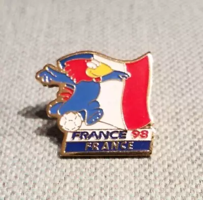 World Cup France 98 Metal Enamel Shaped Pin Badge 1998 Flag & Mascot • £9.99