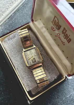 ART DECO LORD ELGIN MENS GOLD WATCH 14k RARE IN BOX  • £399