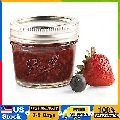 Ball Regular Mouth 4oz Quilted Pint Mason Jars 12 Count Mason Jars With Lids • $17.09