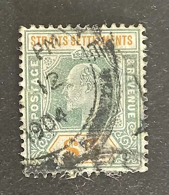 Malaysia Straits Settlements 1902-03. $5 Dull Green & Brown Orange Stamp (VFU) • $1.23