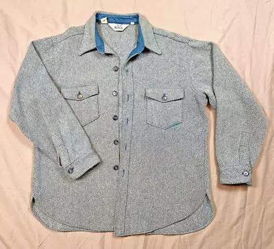 Vintage Woolrich Mens XL Shacket Wool Shirt Jacket Blue Teal Made In USA • $54.88