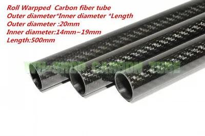 20mm Tubing  3K Carbon Fiber Tube OD20mm X ID14mm 16mm 17mm 18mm 19mm X500mm-UK • £10.98