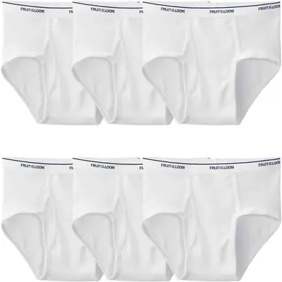 Fruit Of The Loom Men's White Briefs Underwear 6 Pack Sizes S-3XL NEW • $14.87