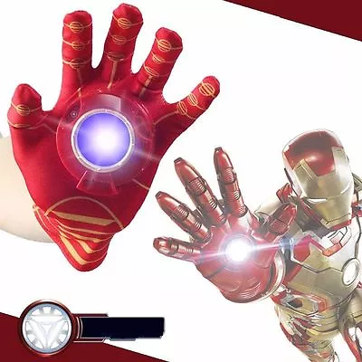 The Avengers Iron Man Left Hand Gloves With Light + Sound LED Kids Props Toys • £5.28