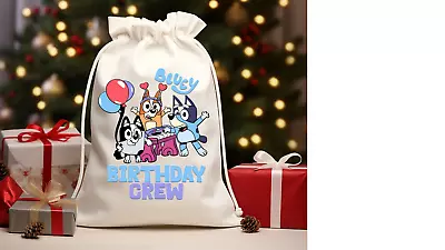 Handmade Blue Birthday Crew 12piece Party Favor Muslin Bags Size 5x7 Gift Bags • $14.99