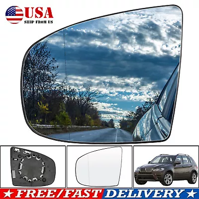 For Bmw X5 X6 E70 E71 E72 07-14 Heated Left Side Door Wing Mirror Glass Clip On • $16.19