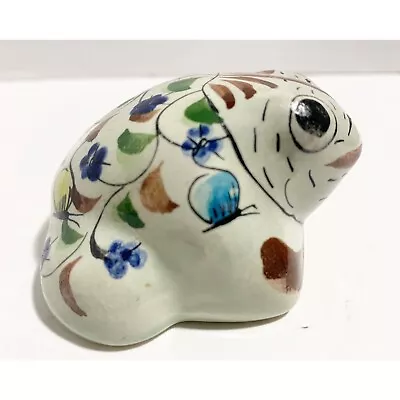 Ceramic Frog Figurine Mexico Small Hand Painted Multicolor • $11.75